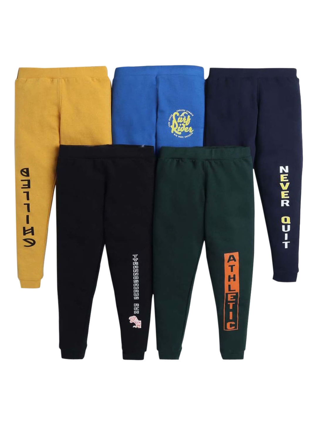 

Hopscotch Boys Pack Of 5 Solid Pure Cotton Joggers, Blue