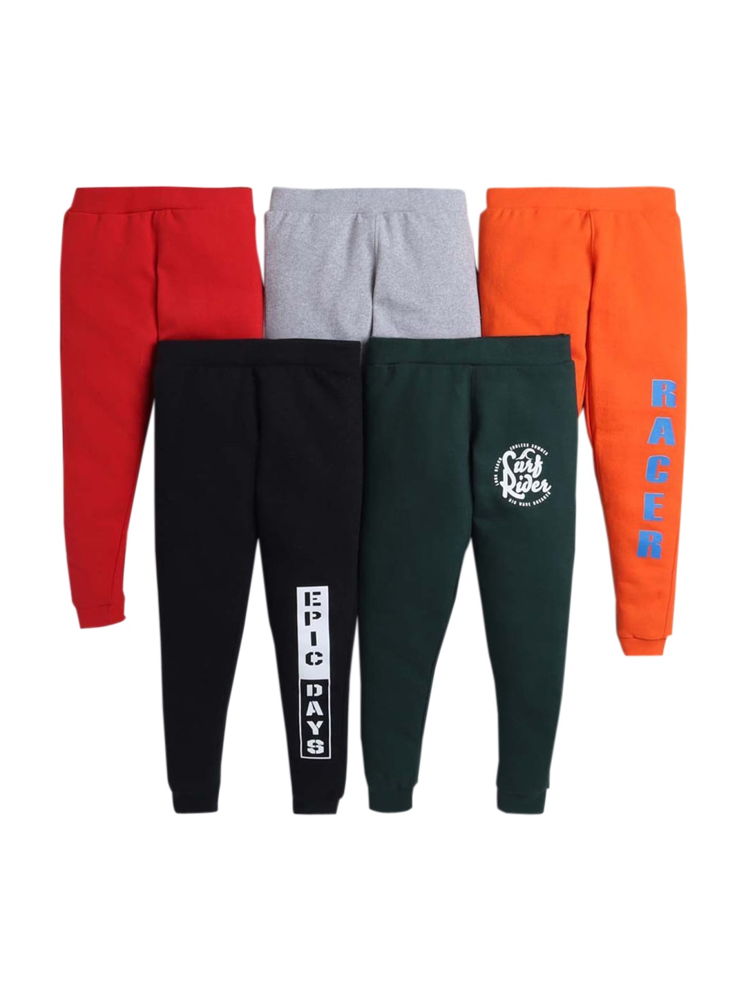 

Hopscotch Boys Pack Of 5 Solid Pure Cotton Joggers, Green