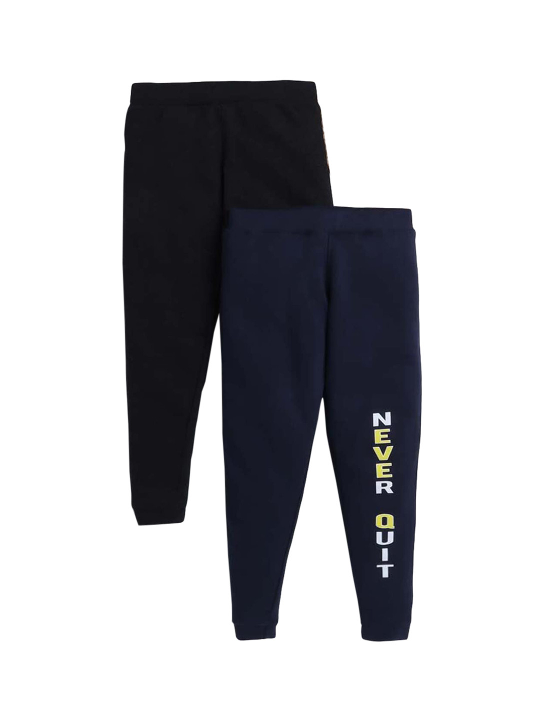 

Hopscotch Boys Pack Of 2 Solid Pure Cotton Joggers, Black