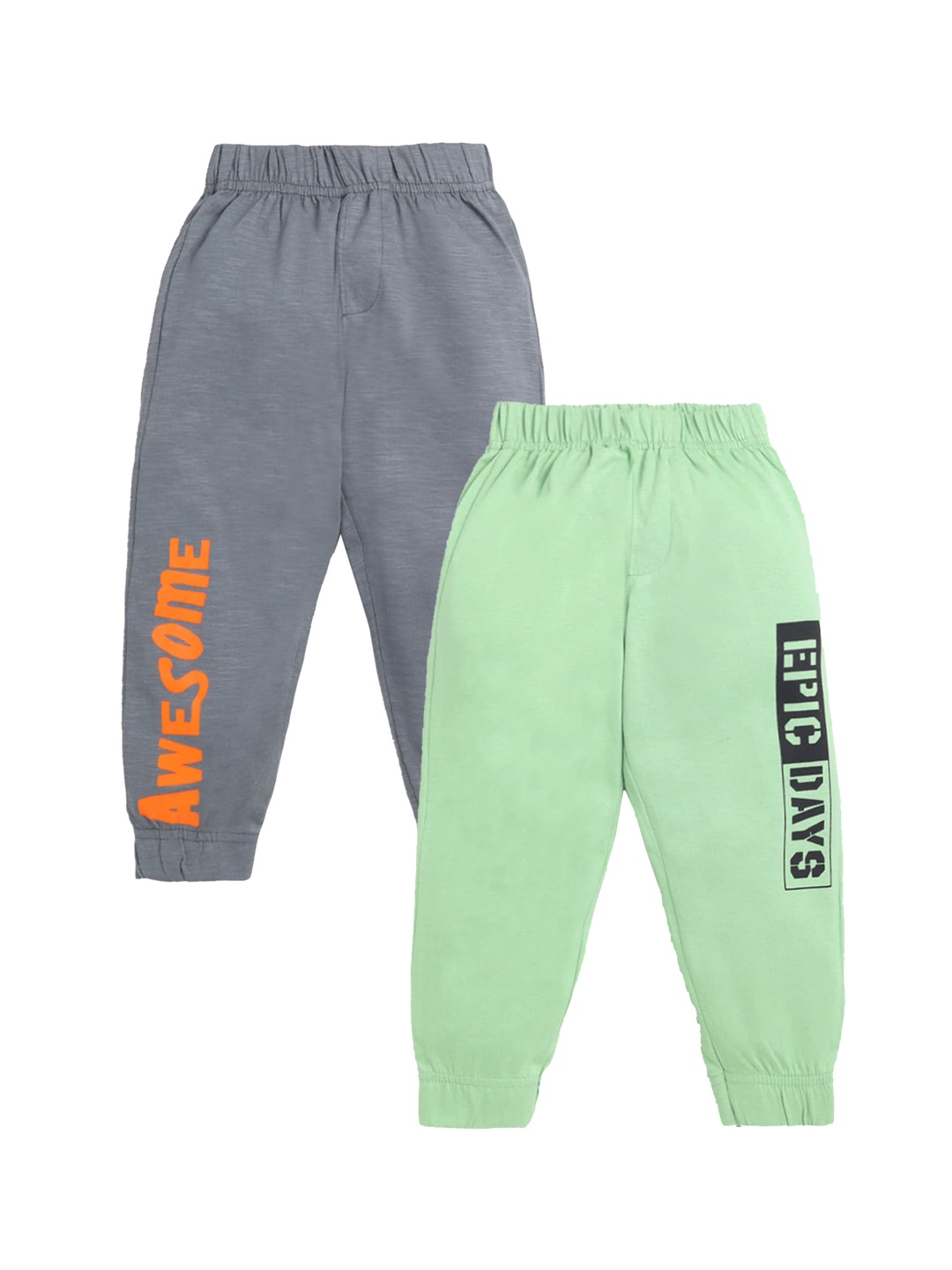 

Hopscotch Boys Pack Of 2 Solid Pure Cotton Joggers, Green