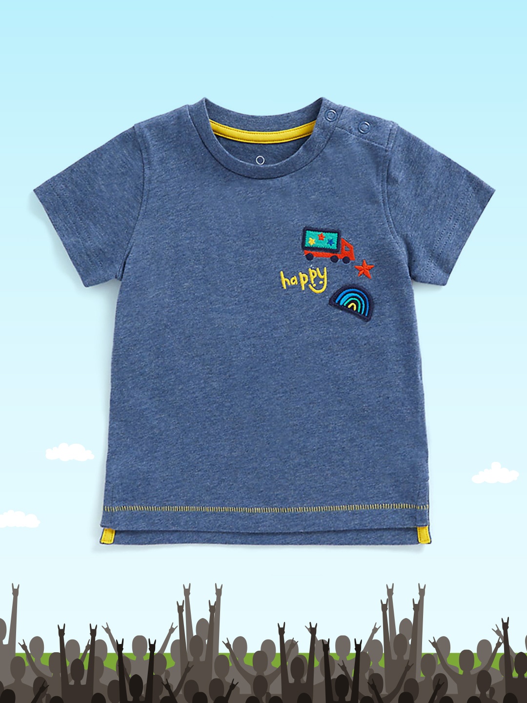 

mothercare Infant Boys Blue Solid Pure Cotton T-shirt
