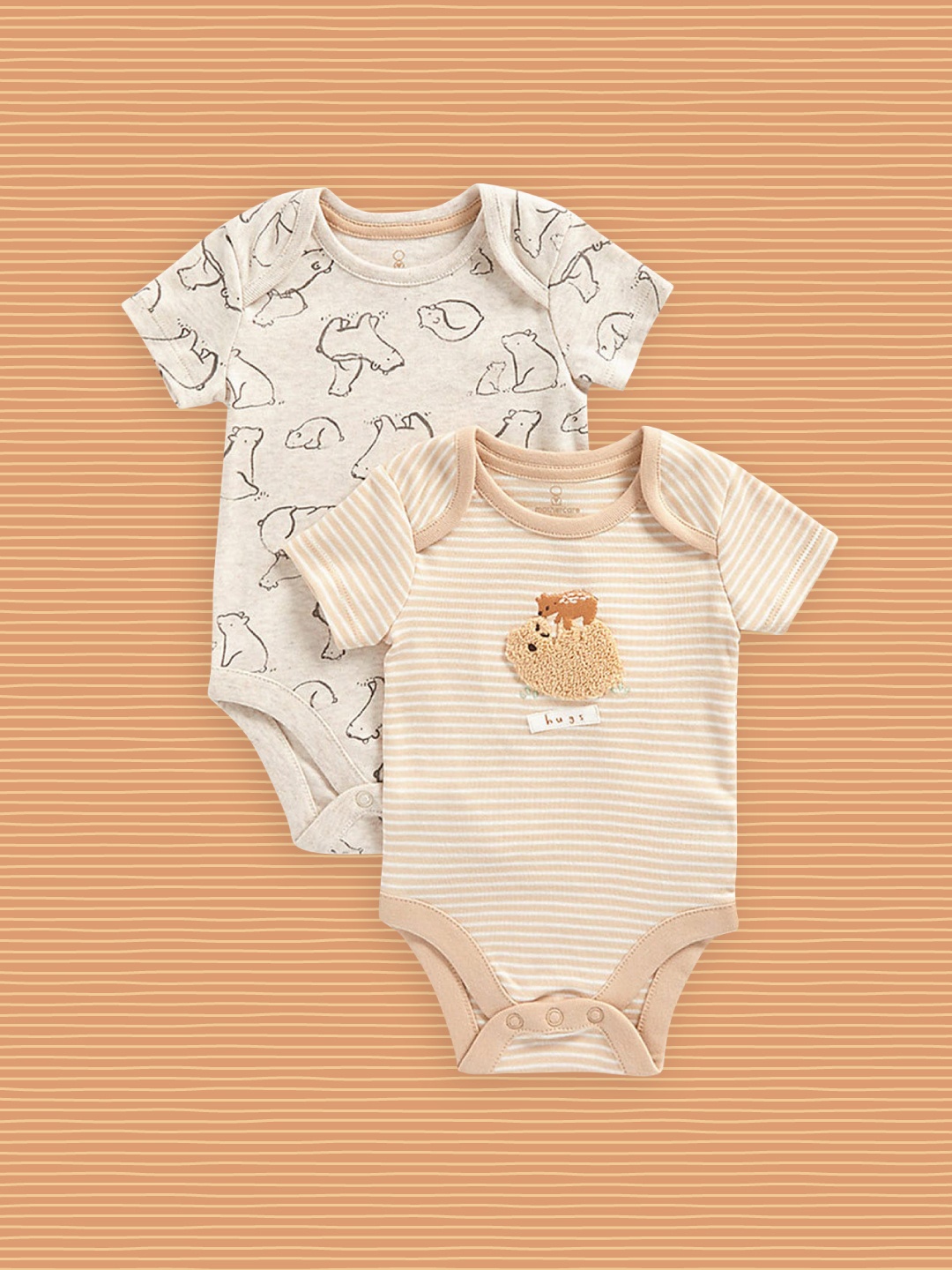 

mothercare Infants Pack of 2 Bodysuits, Beige