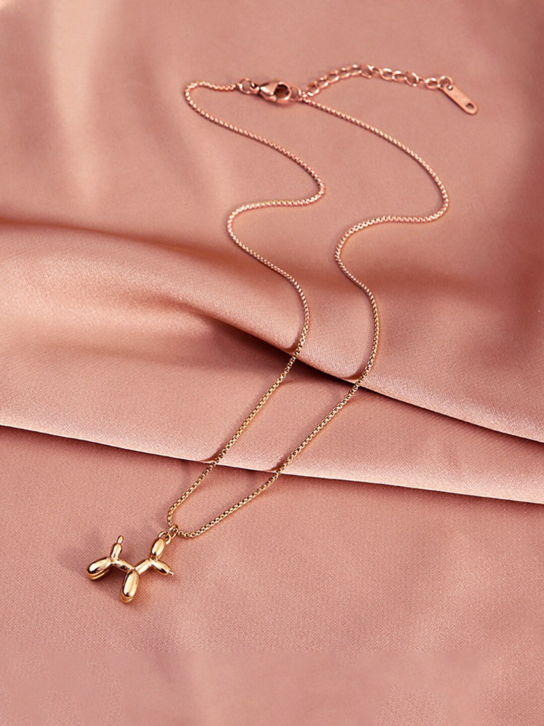 

Yellow Chimes Rose Gold-Plated Dog Pendant With Chain