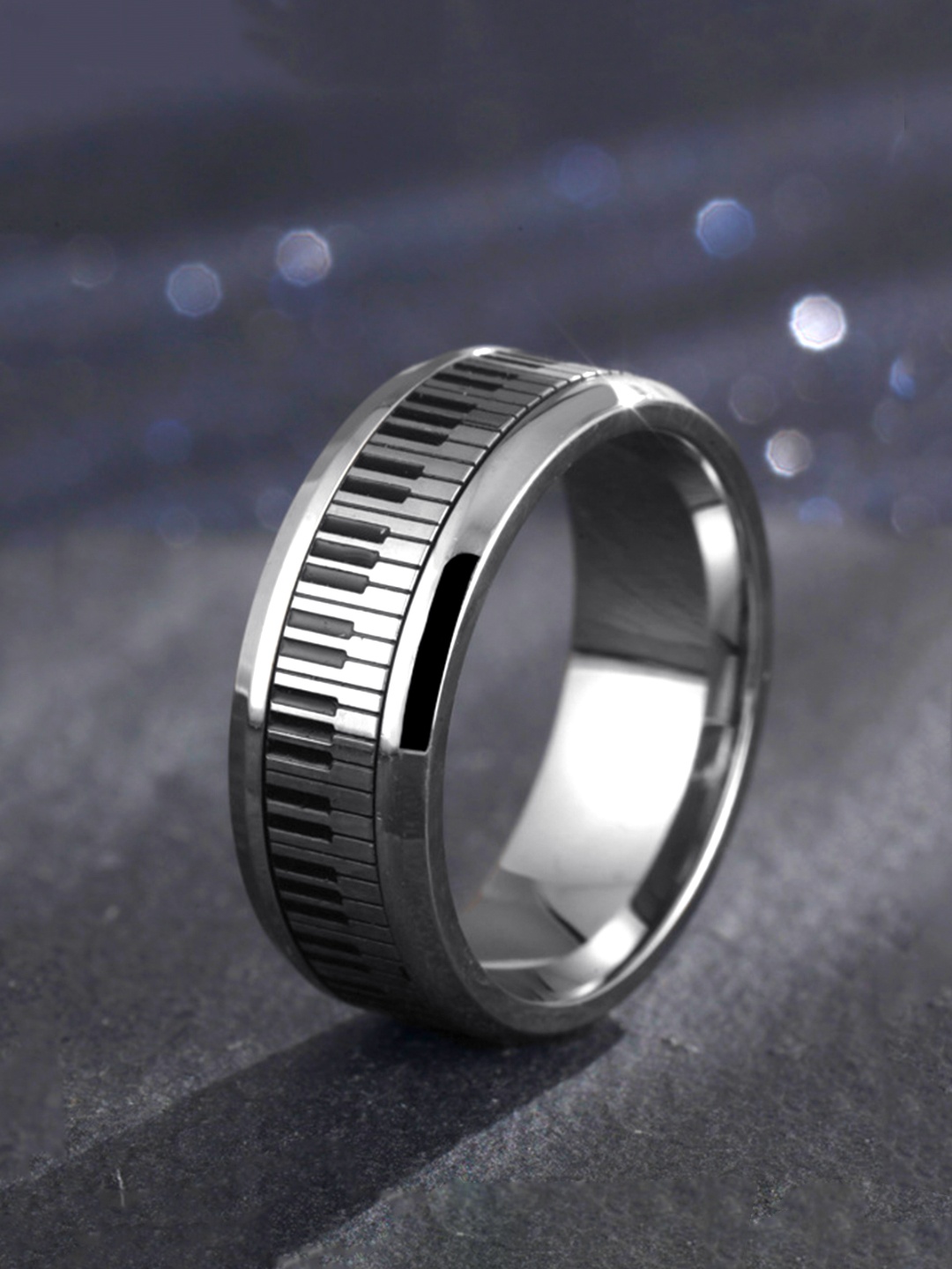

Yellow Chimes Men Silver-Toned & Rhodium-Plated Finger Ring