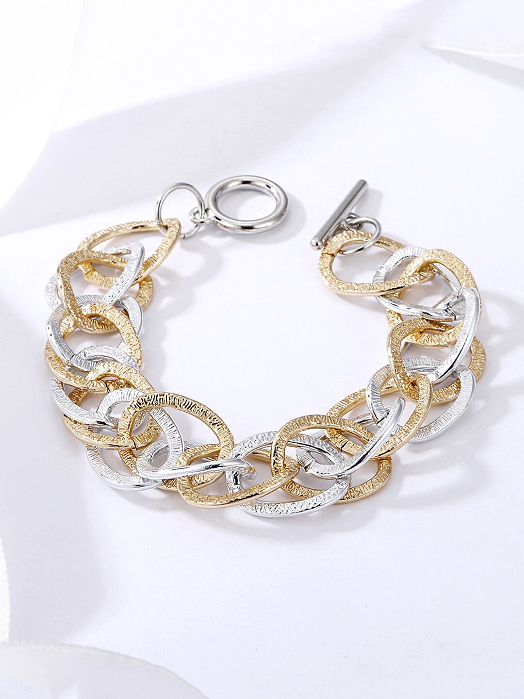 

Yellow Chimes Women Silver & Gold Rhodium-Plated Wraparound Bracelet