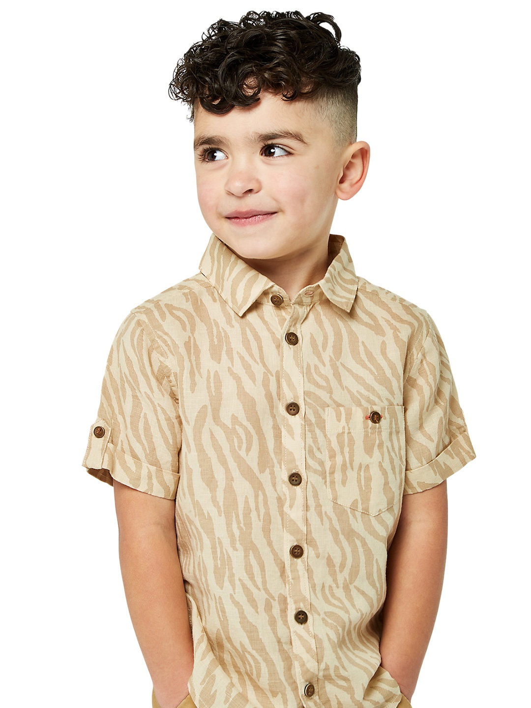 

mothercare Boys Beige & Grey Printed Casual Shirt