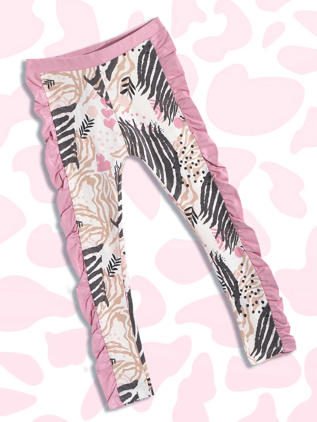 

mothercare Girls Pink & White Tropical Print Stretchable Leggings