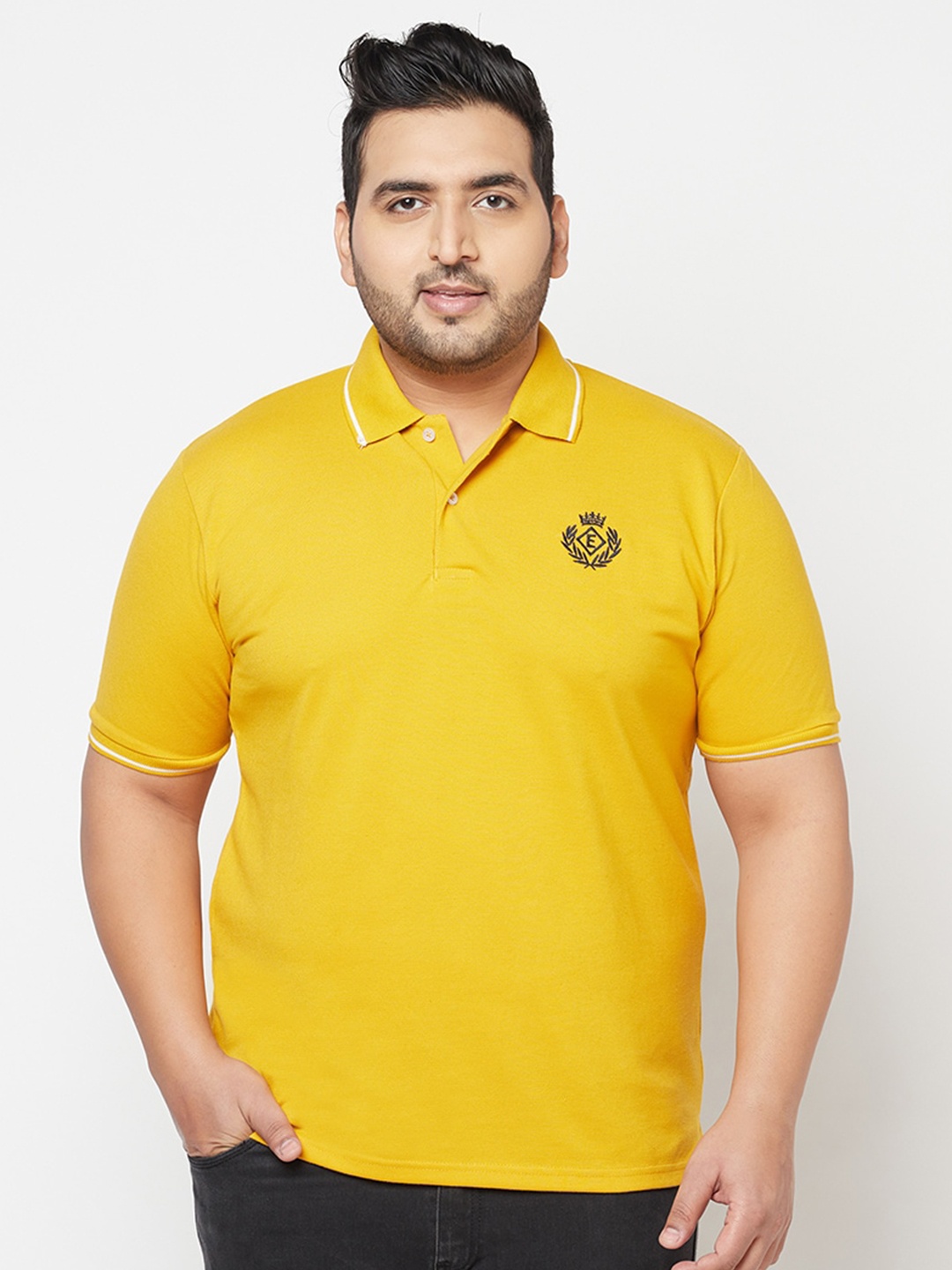 

ELEGANCE Men Yellow Polo Collar T-shirt