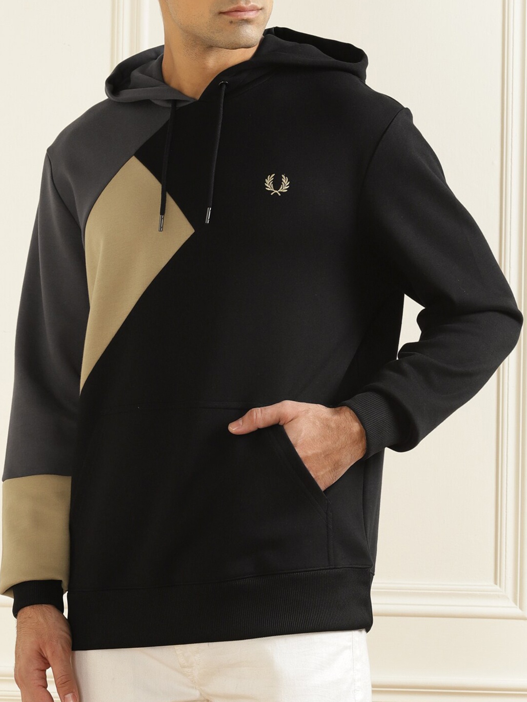 

Fred Perry Men Black Colourblocked Hooded Sweatshirt