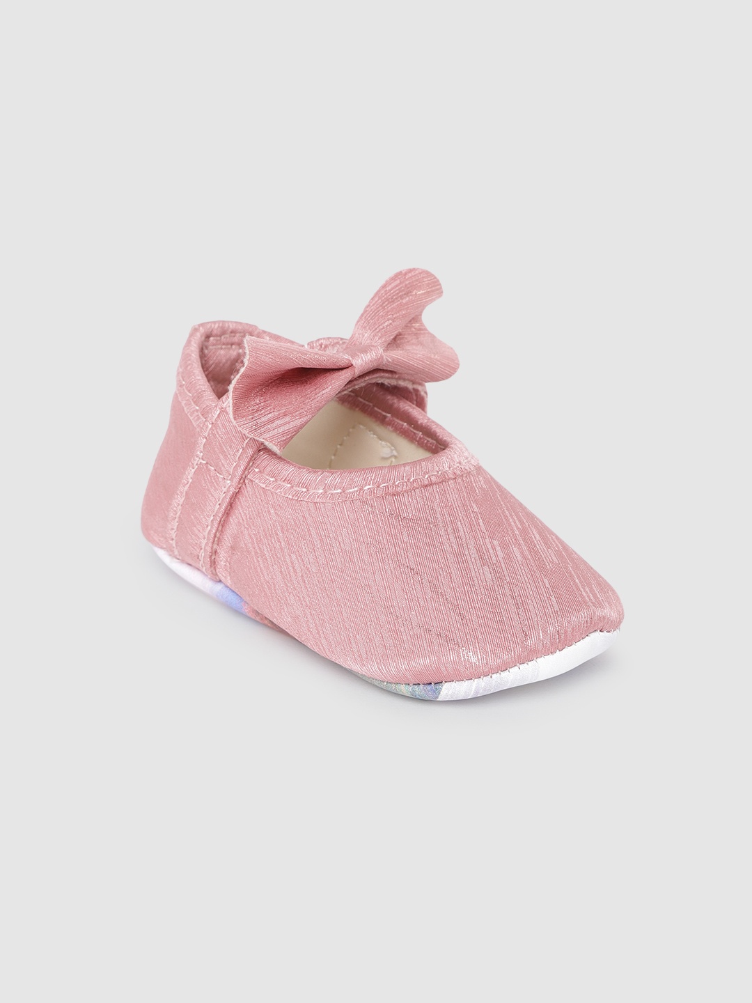 

toothless Infant Girls Peach-Coloured Disney Frozen Print Booties with Bow Detail