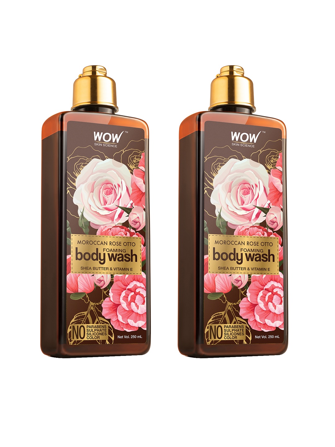 

WOW SKIN SCIENCE Set of 2 Rose Otto Foaming Body Wash - 250 ml each, Brown