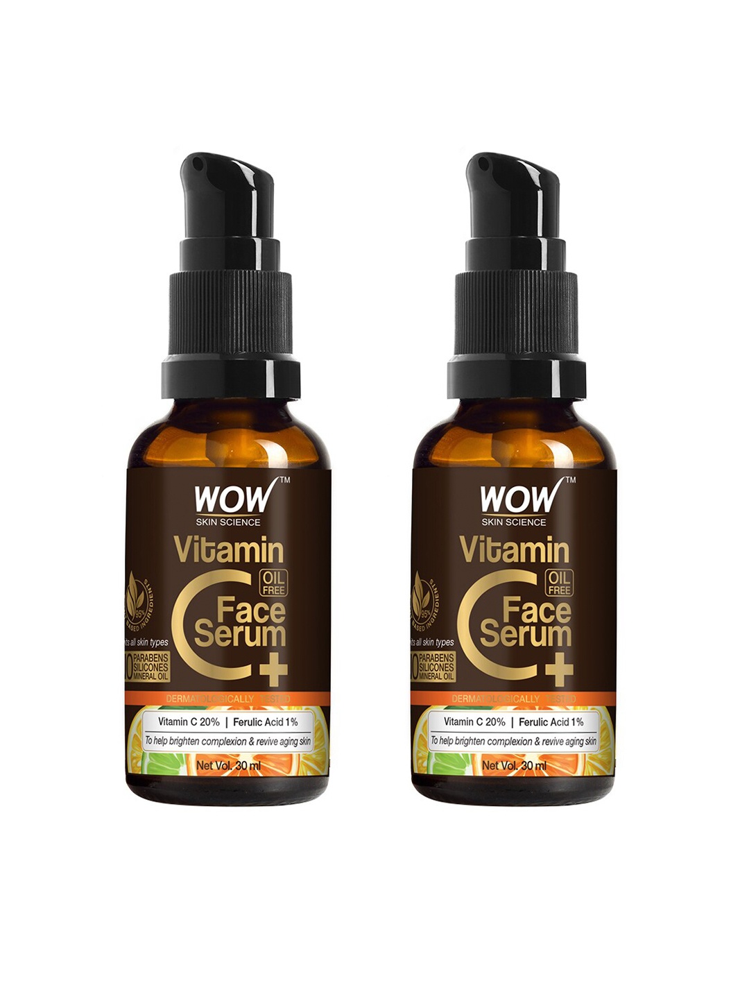 

WOW SKIN SCIENCE Set of 2 Vitamin C+ Face Serum - 30 ml each, Brown