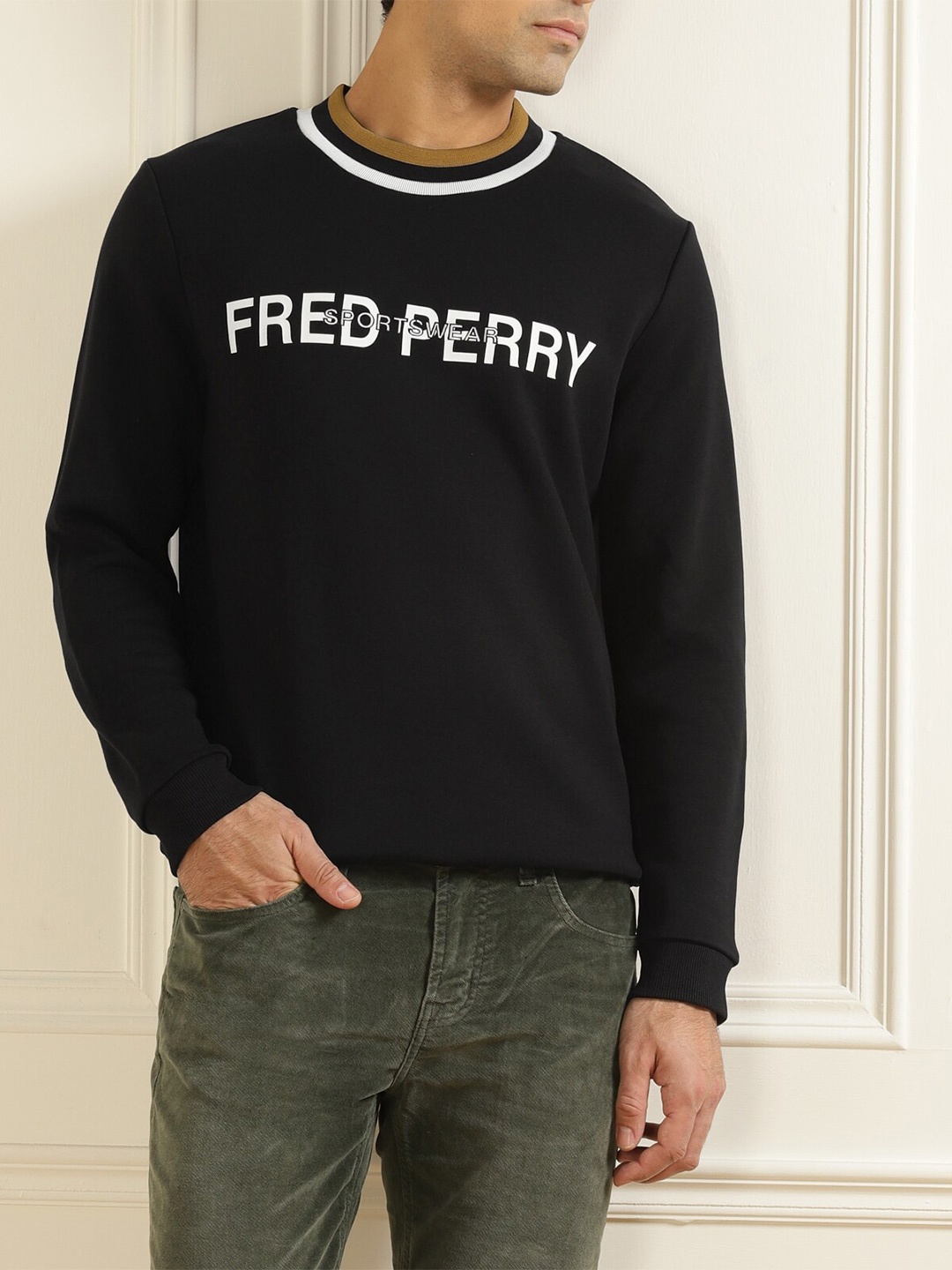 

Fred Perry Men Black Typography Printed Pure Cotton Sweatshirt