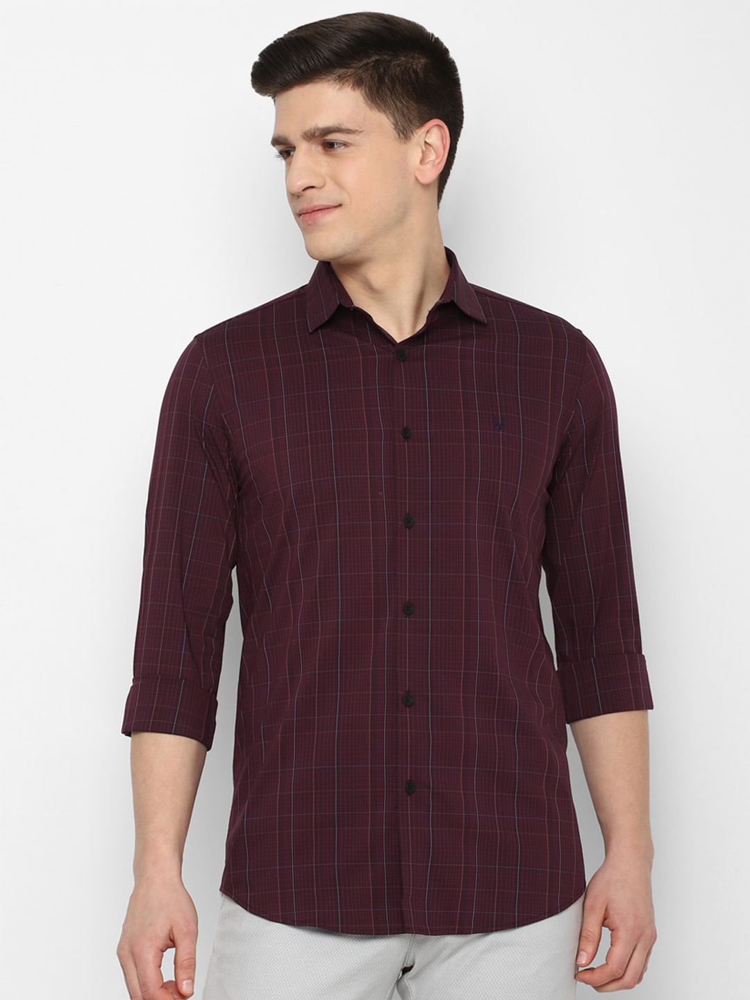 

Allen Solly Men Maroon Slim Fit Checked Casual Shirt