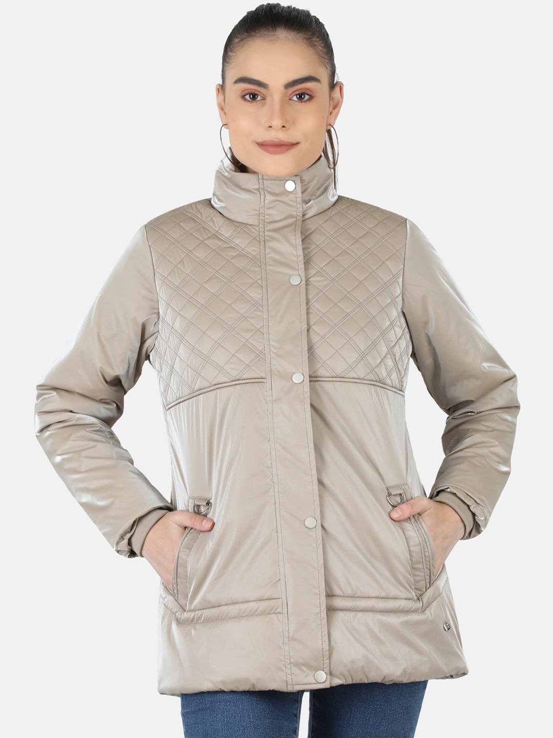 

Monte Carlo Women Beige Lightweight Longline Quilted Jacket