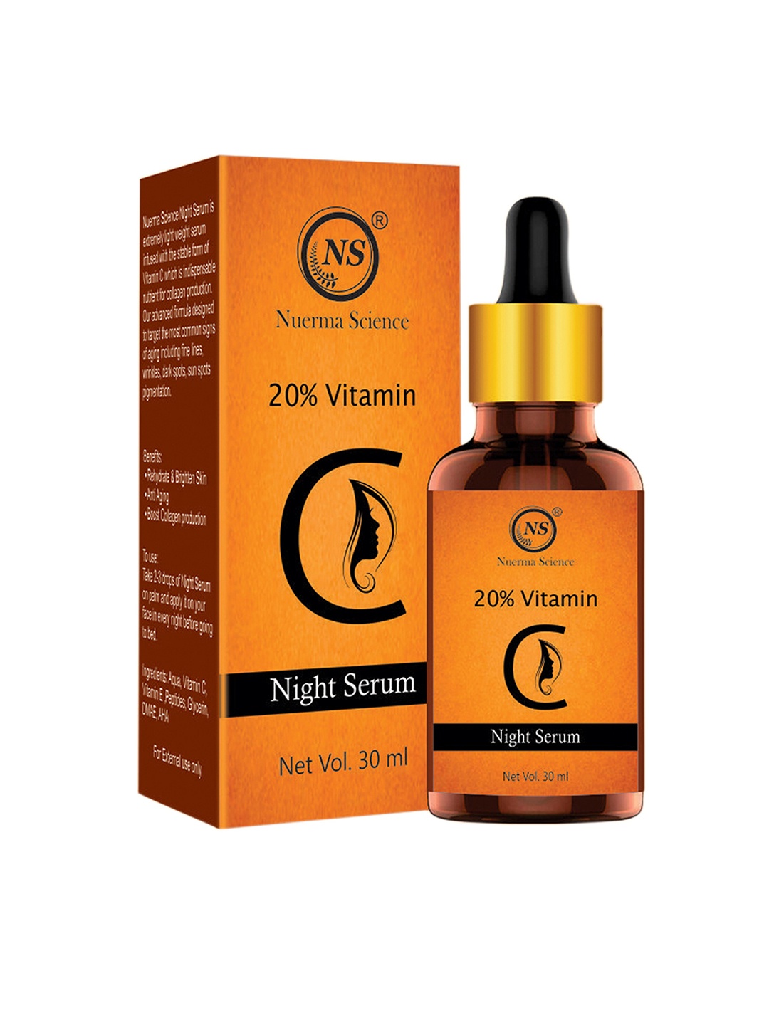 

Nuerma Science 20% Vitamin C Night Face Serum 30 ml, Orange