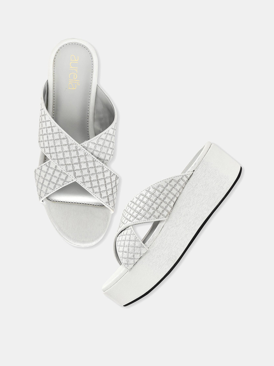 

AURELIA Silver-Toned Party Flatform Sandals