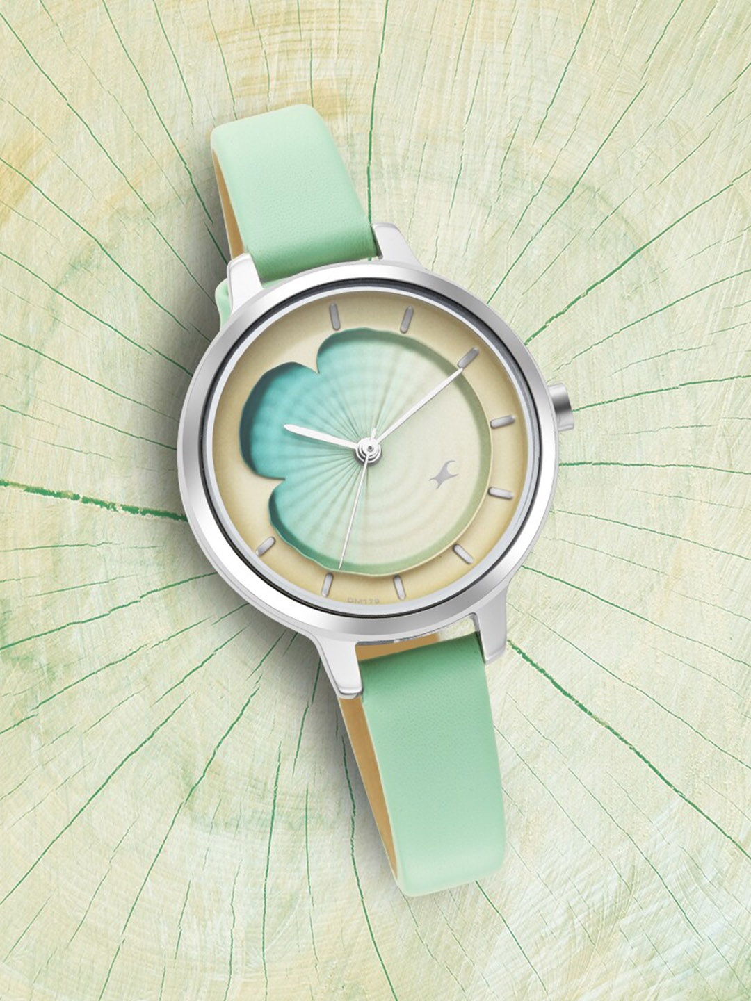 

Fastrack Women Green Brass Printed Dial & Green Leather Straps Analogue Watch 6264SL01, Sea green