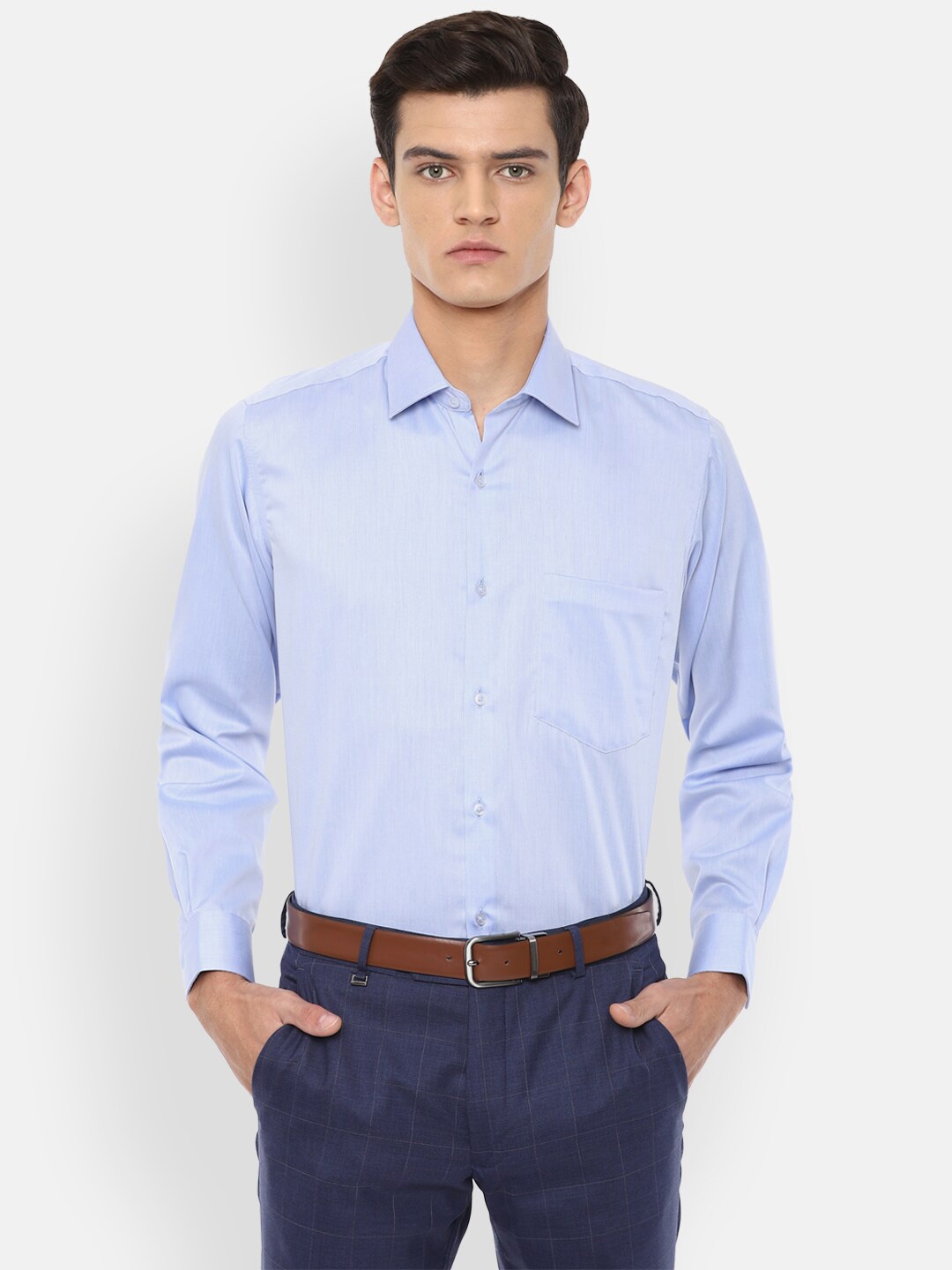 

Van Heusen Men Blue Pure Cotton Regular Fit Formal Shirt