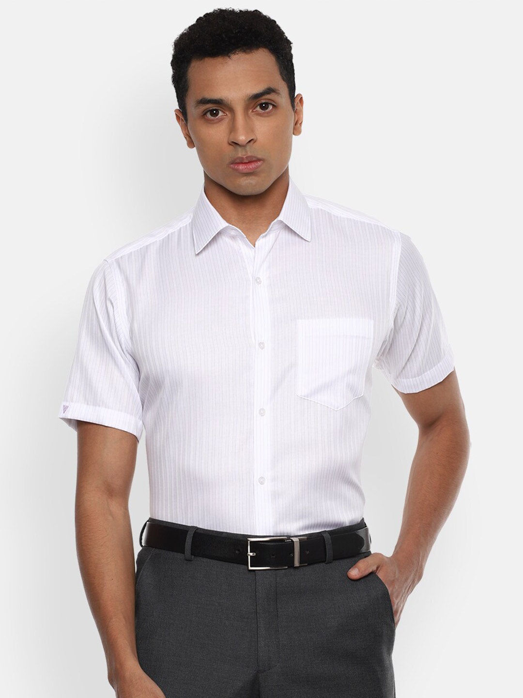 

Van Heusen Men White Striped Cotton Regular Fit Formal Shirt