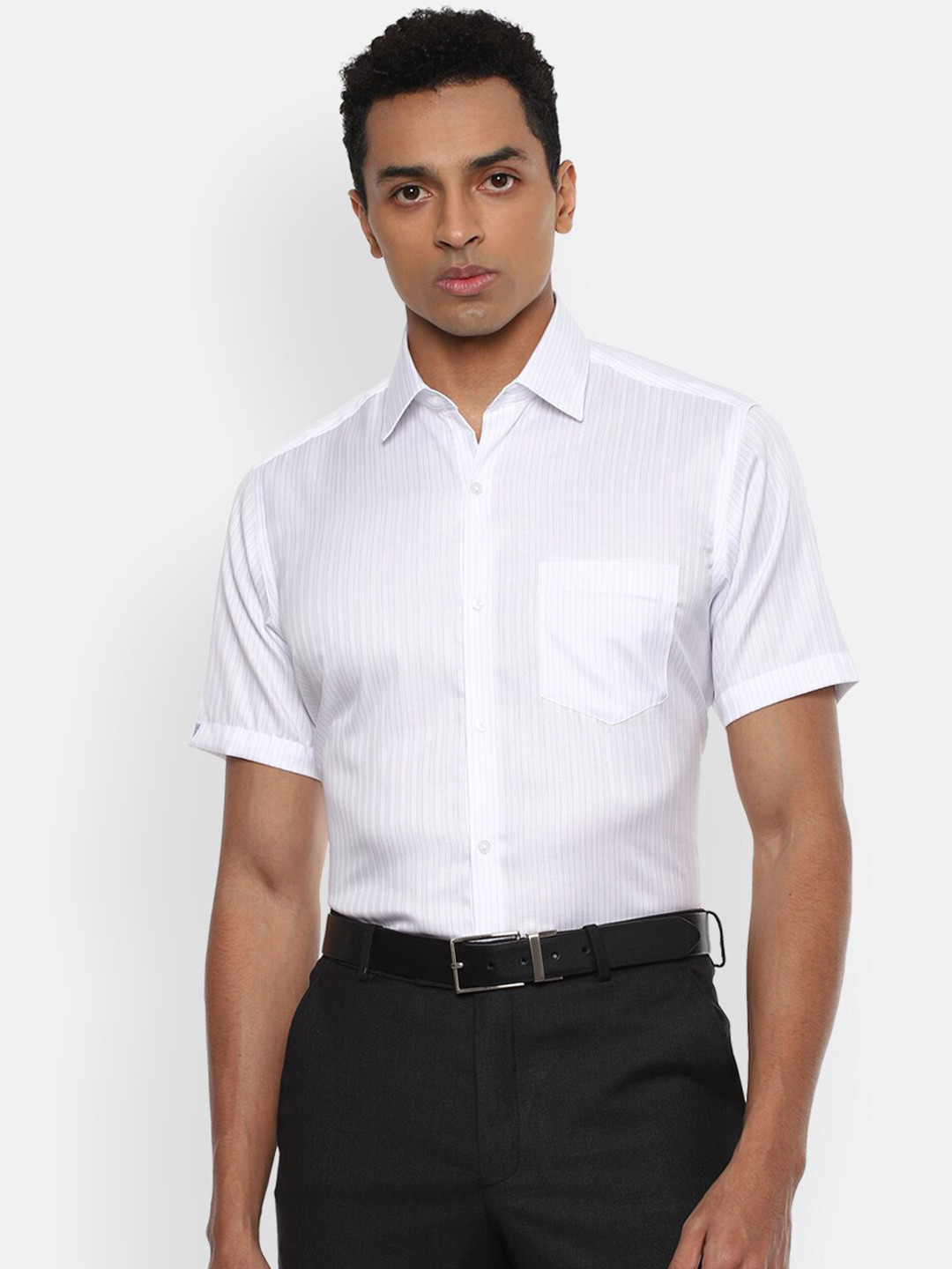 

Van Heusen Men White Striped Formal Shirt