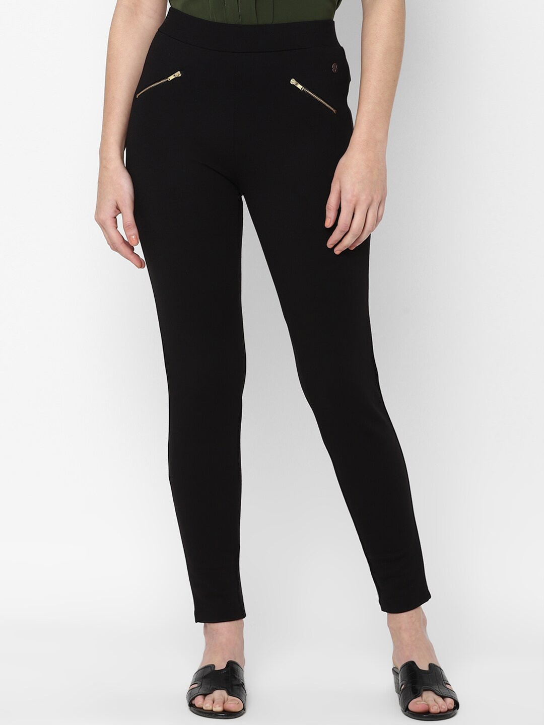 

Allen Solly Woman Black Solid Ankle-Length Leggings