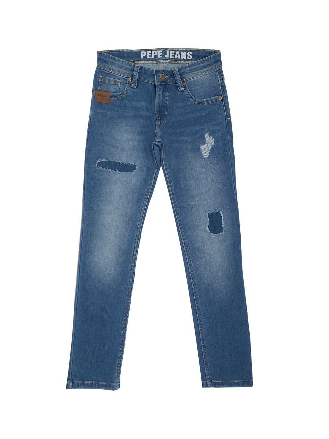 

Pepe Jeans Boys Blue Slim Fit Mildly Distressed Heavy Fade Stretchable Jeans