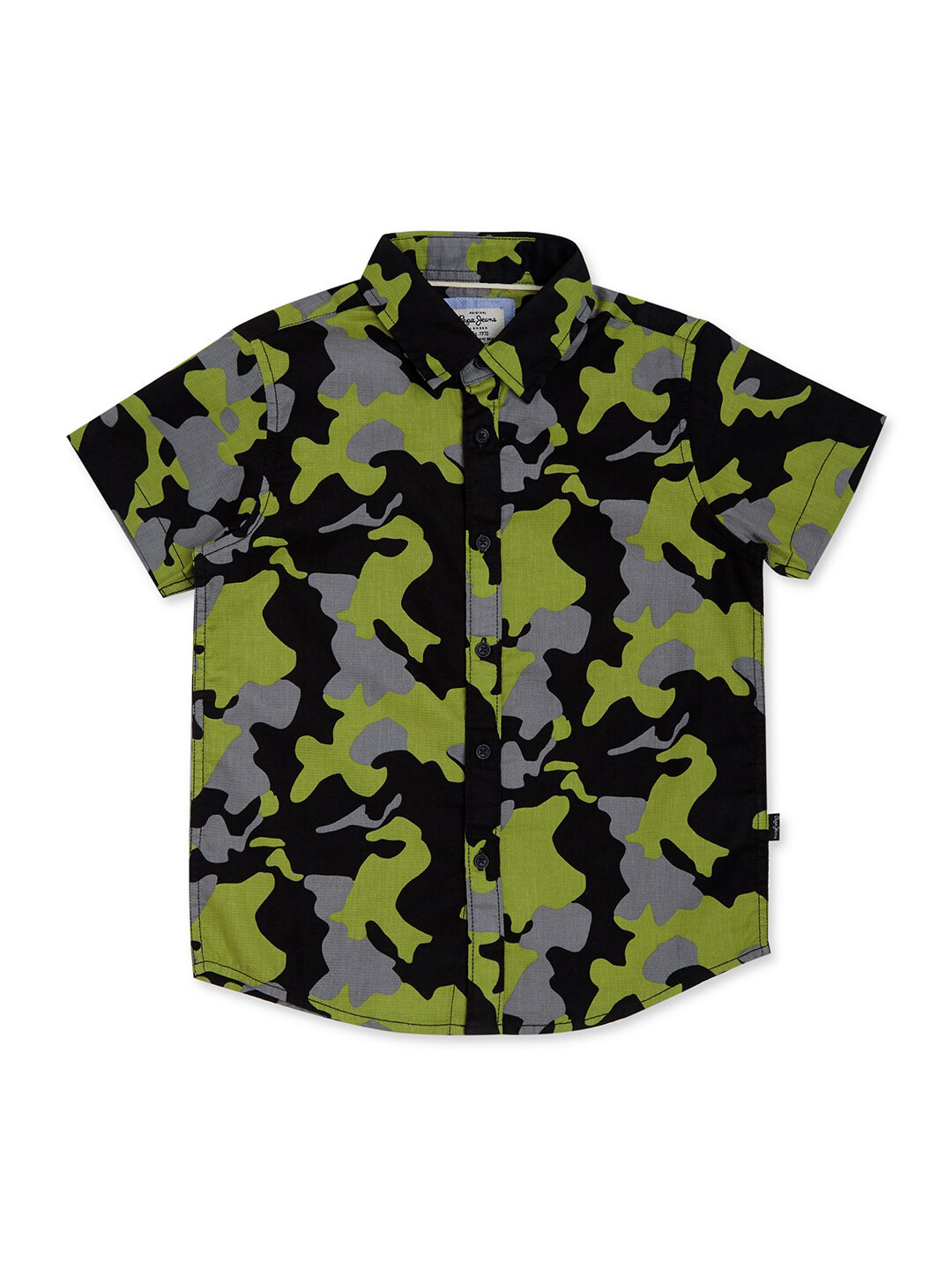 

Pepe Jeans Boys Black Printed Pure Cotton Casual Shirt