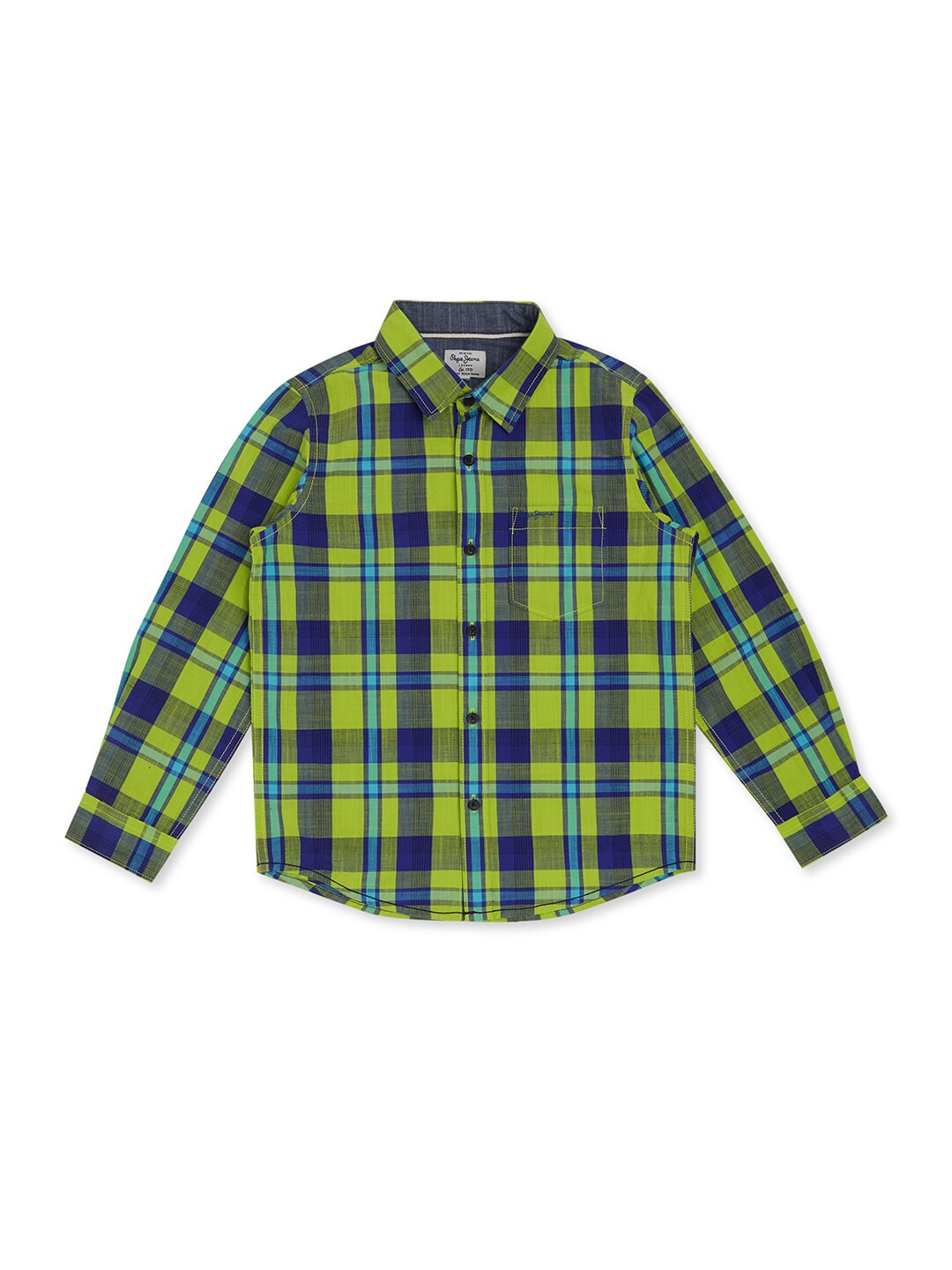 

Pepe Jeans Boys Green Tartan Checks Checked Casual Shirt