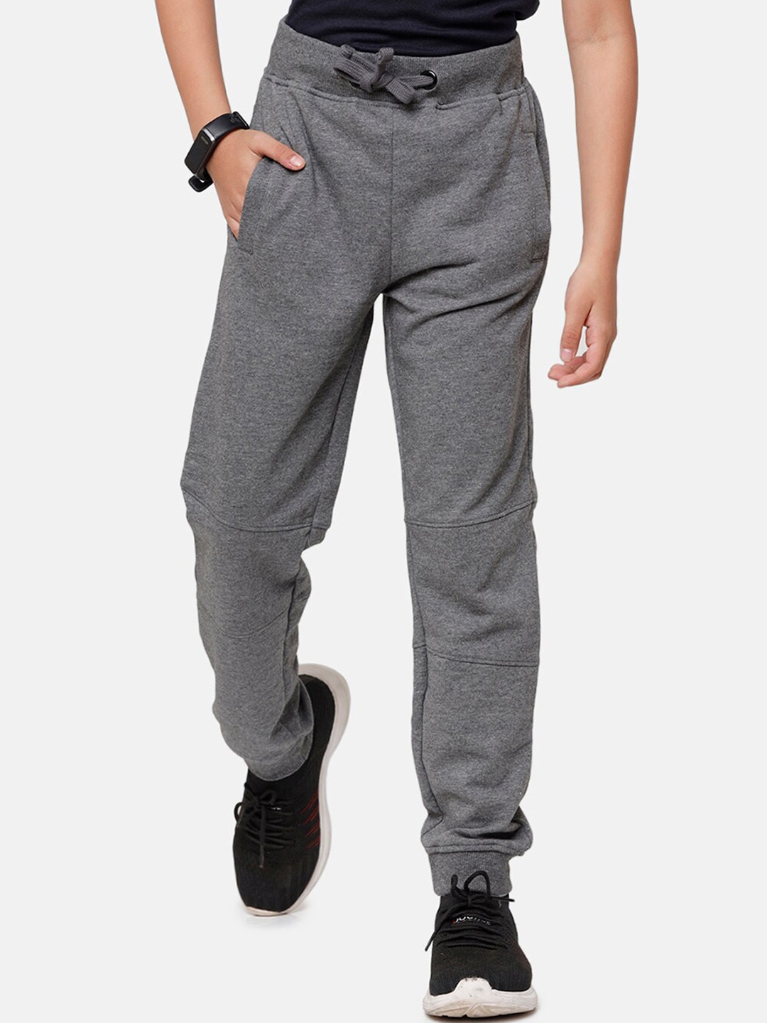 

PIPIN Boys Grey Melange Solid Pure Cotton Joggers