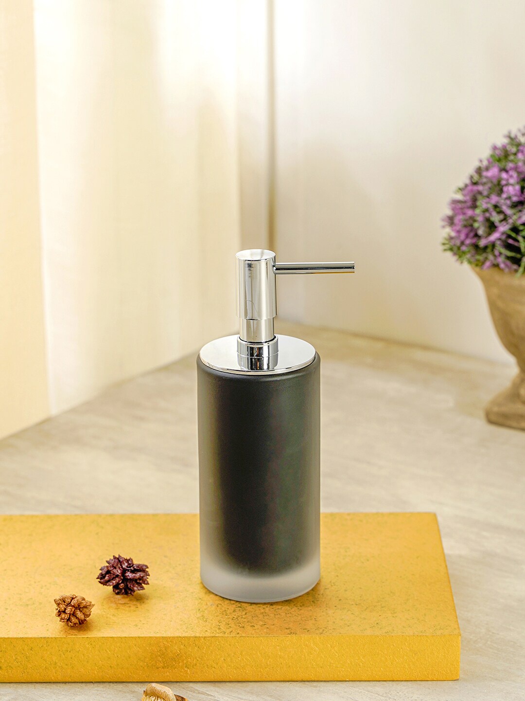 

Pure Home and Living Black Solid Glass Soap Dispenser