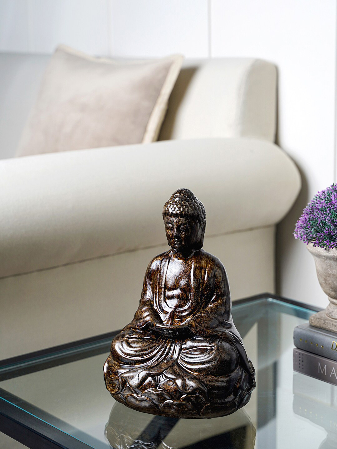 

Pure Home and Living Bronze-Coloured Seated Buddha Figurine Showpiece