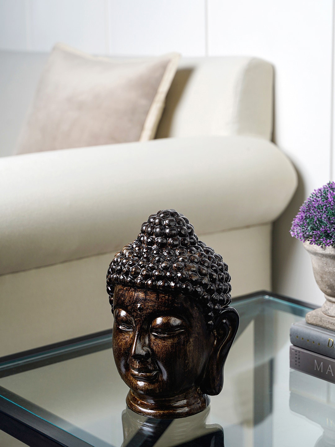 

Pure Home and Living Bronze-Toned Ceramic Buddha Head Small Showpiece