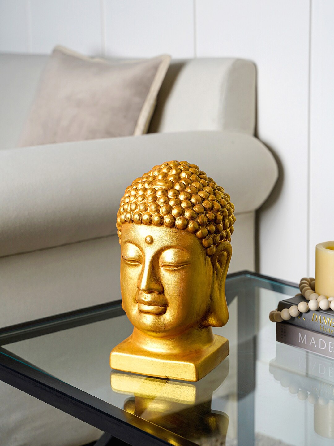 

Pure Home and Living Gold-Toned Buddha Head Showpiece