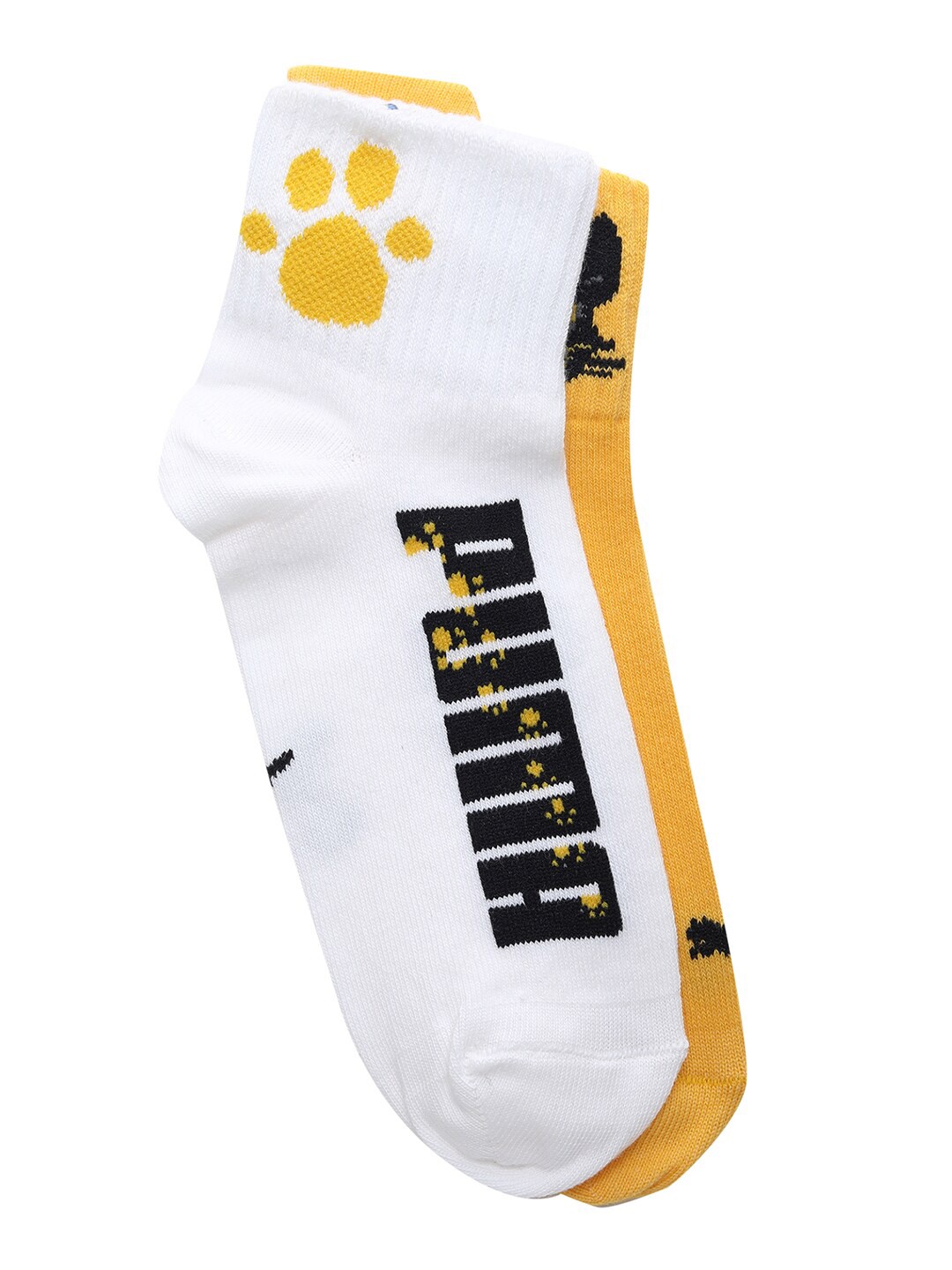 

Puma Women Pack Of 2 Yellow & White Patterned Ankle-Length Socks
