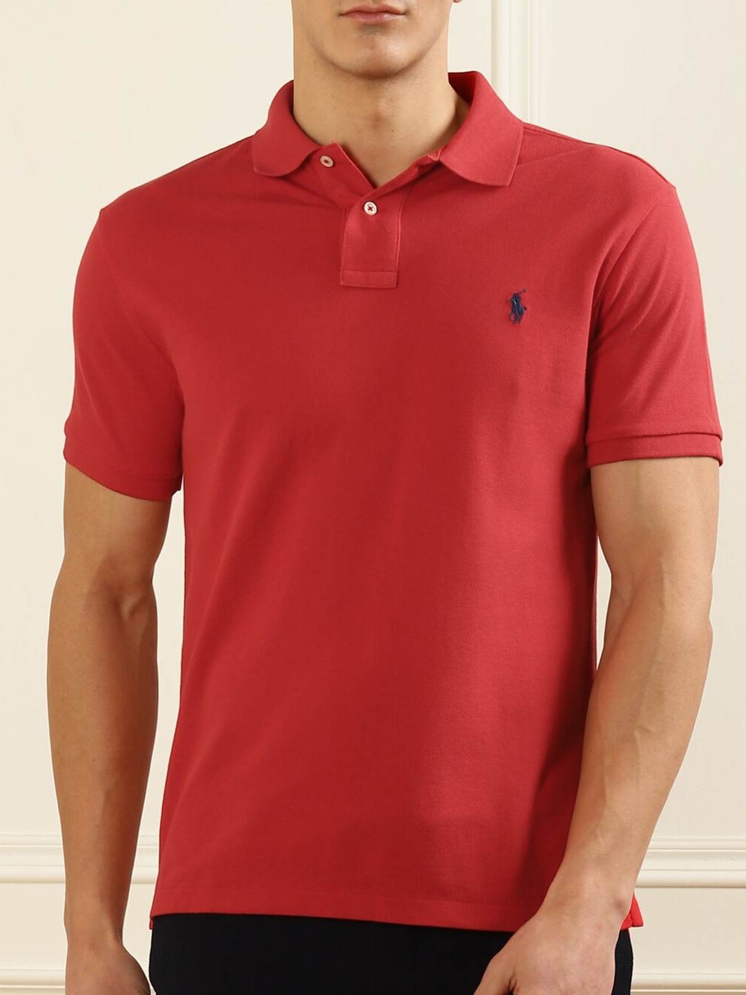 

Polo Ralph Lauren Men Red Polo Collar Pure Cotton T-shirt