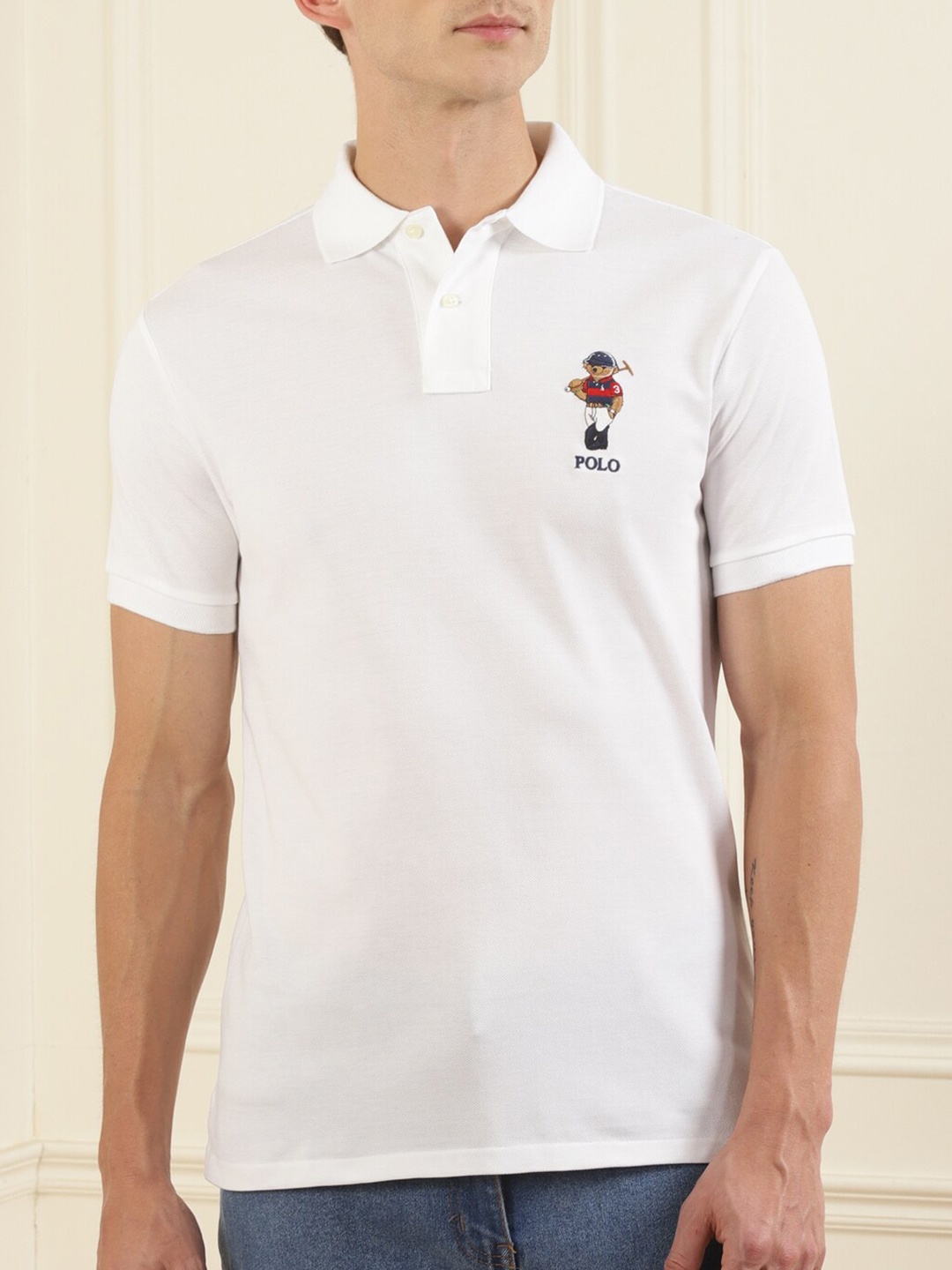 

Polo Ralph Lauren Men White Polo Collar Cotton T-shirt