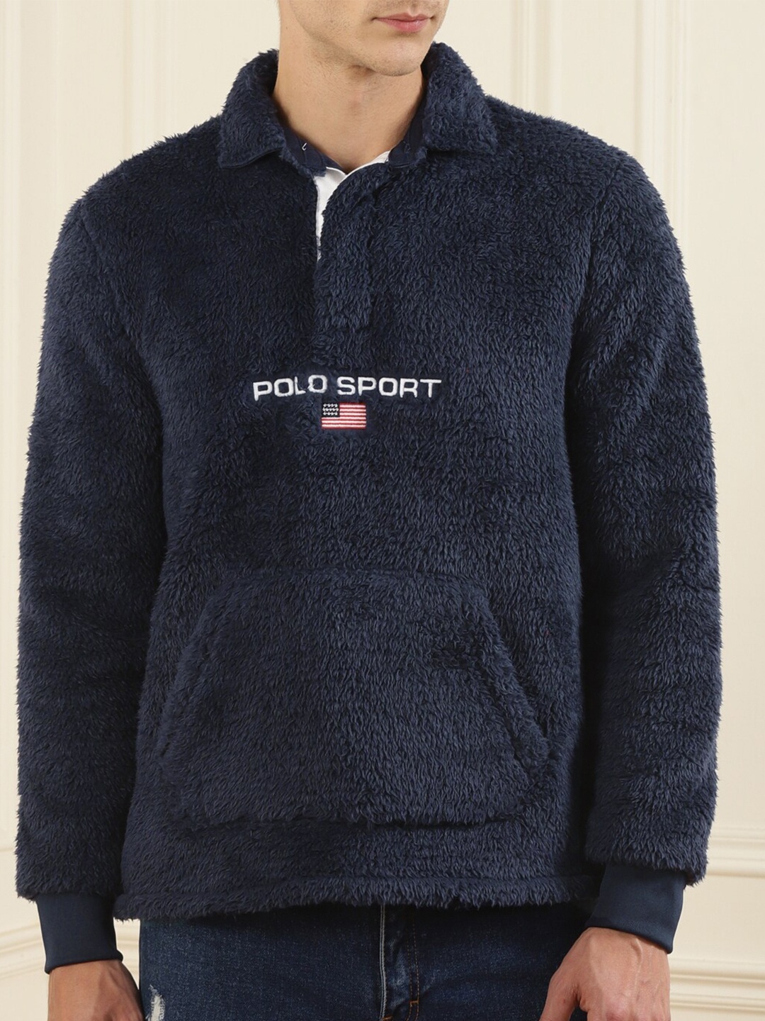 

Polo Ralph Lauren Men Navy Blue Polo Collar Cotton T-shirt