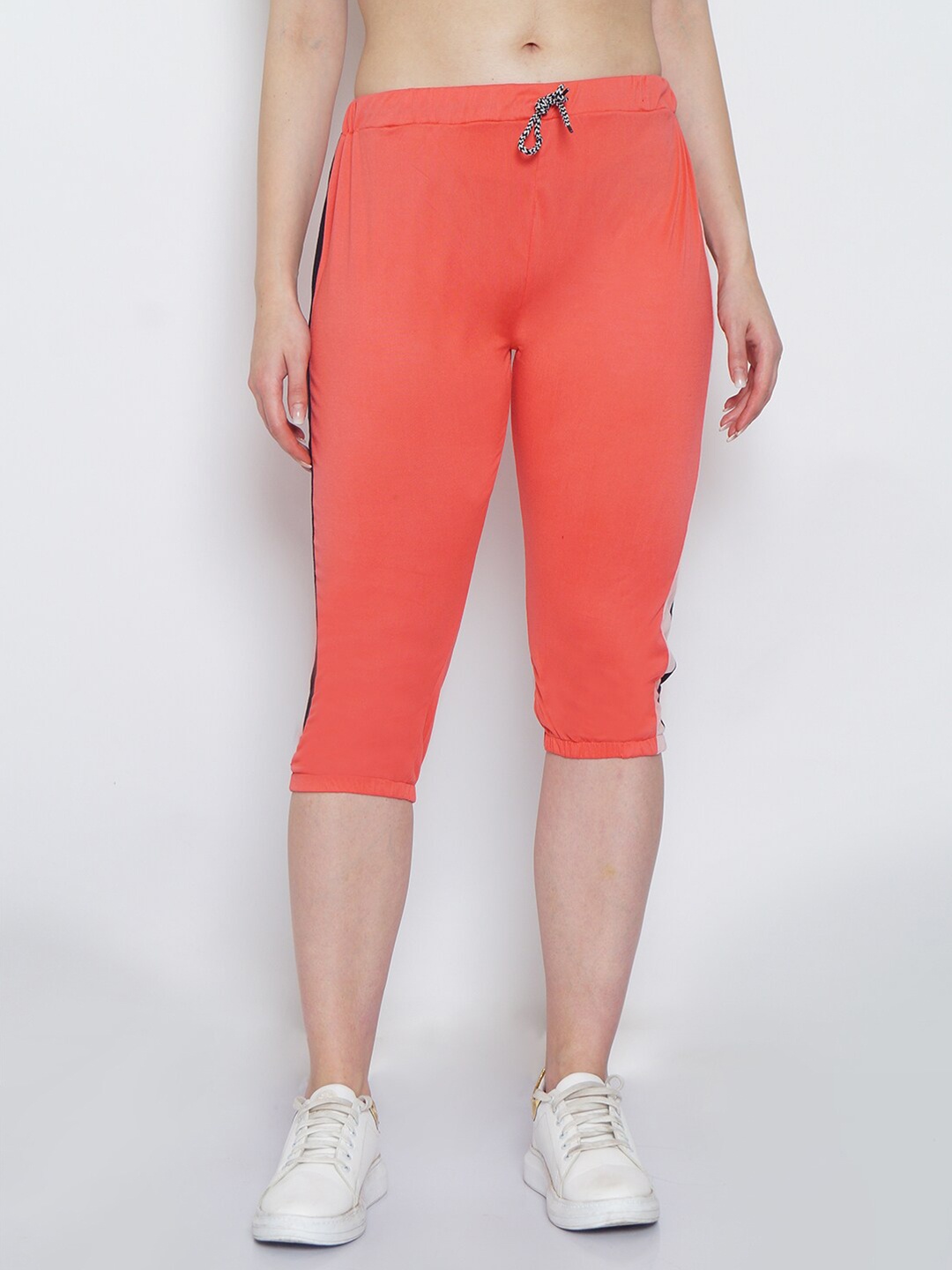 

GRACIT Women Orange & White Striped Capris