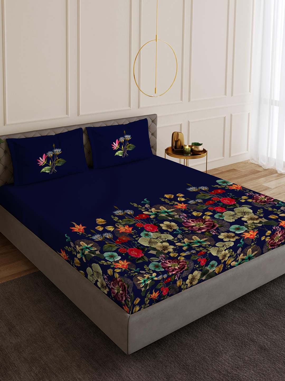 

Duroflex Blue & Red Rohit Bal Premium Florescence 300TC King Bedsheet with 2 Pillow Covers