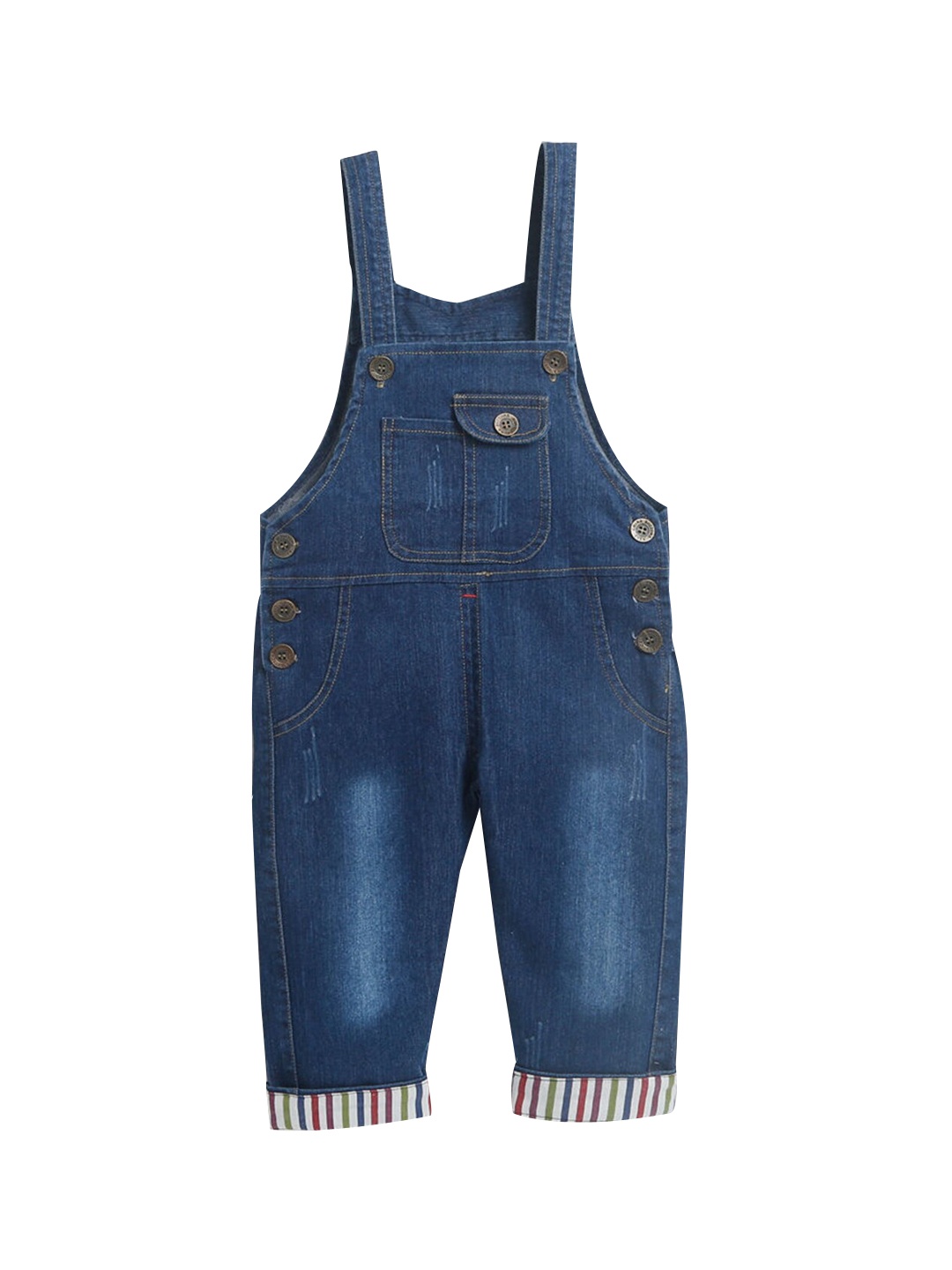 

Hopscotch Boys Blue Solid Denim Dungaree