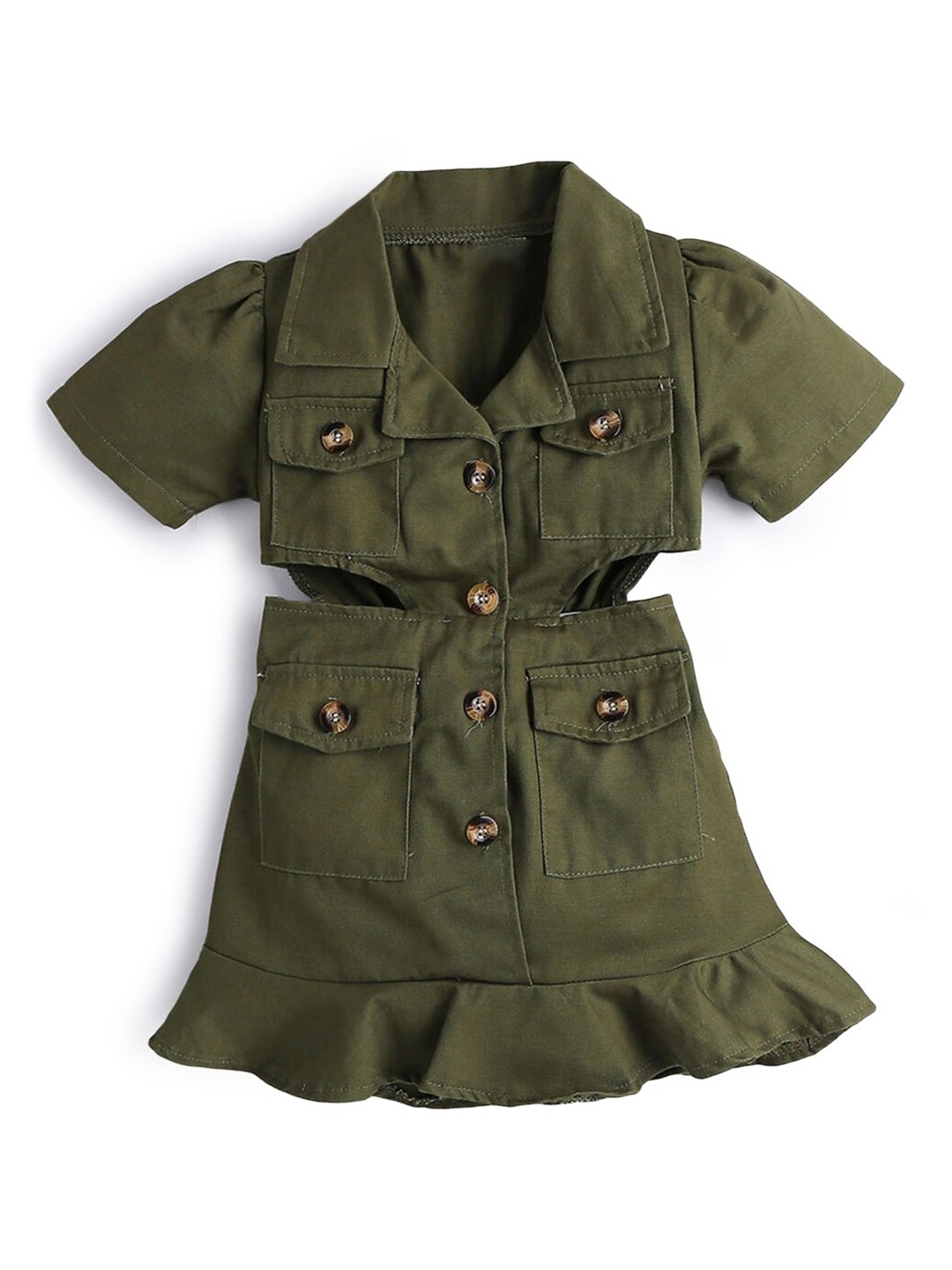

Hopscotch Green Solid Dress