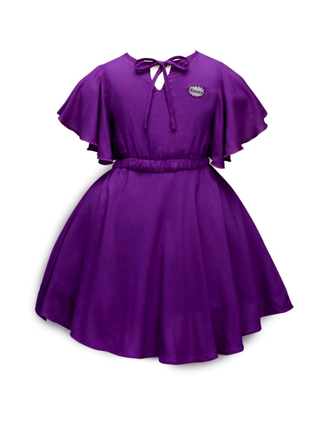 

Hopscotch Girls Purple Solid Flared Sleeves Dress