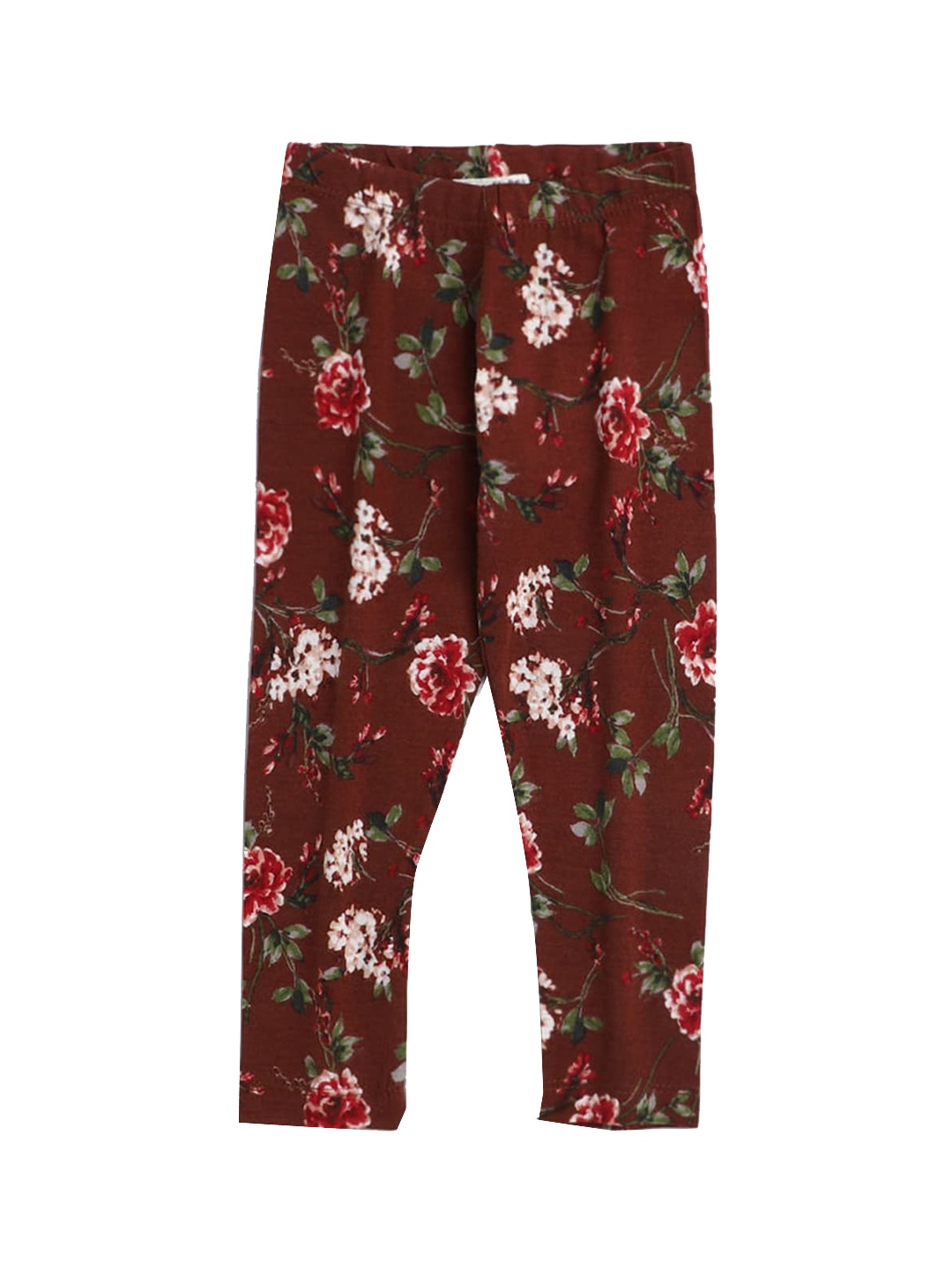 

Hopscotch Girls Brown & White Floral Printed Ankle Length Legging