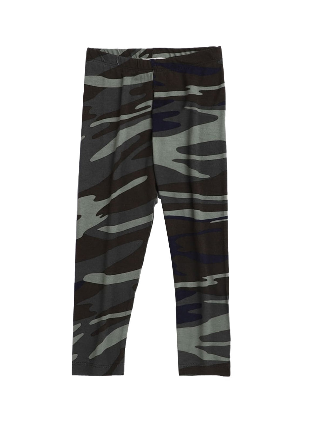 

HOPSCOTCH Girls Grey Camouflage Printed Leggings