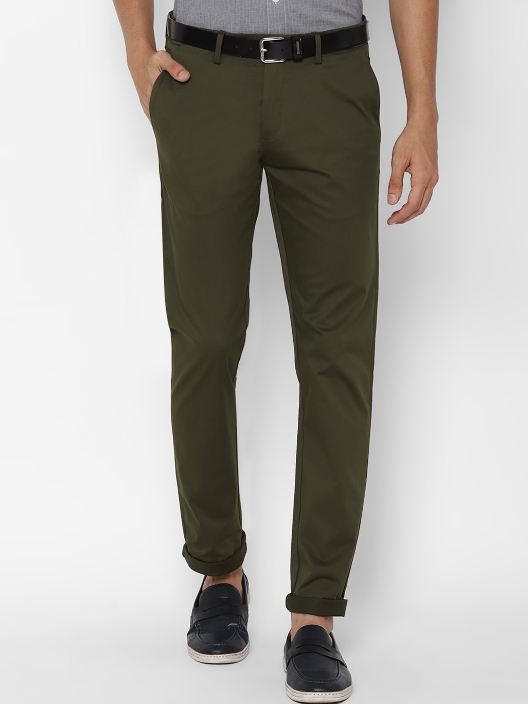 

Allen Solly Men Olive Green Slim Fit Trousers