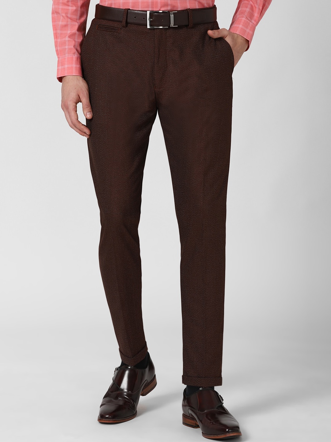 

Peter England Men Maroon Slim Fit Trousers