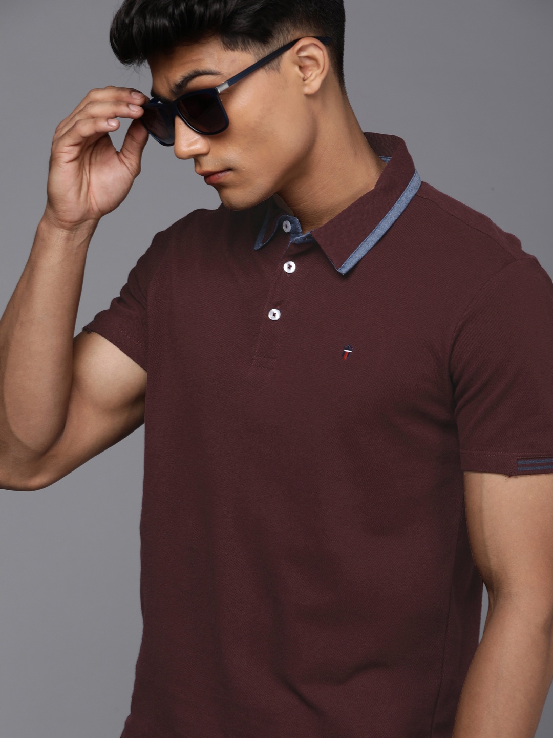 

Louis Philippe Jeans Men Maroon Polo Collar Slim Fit T-shirt