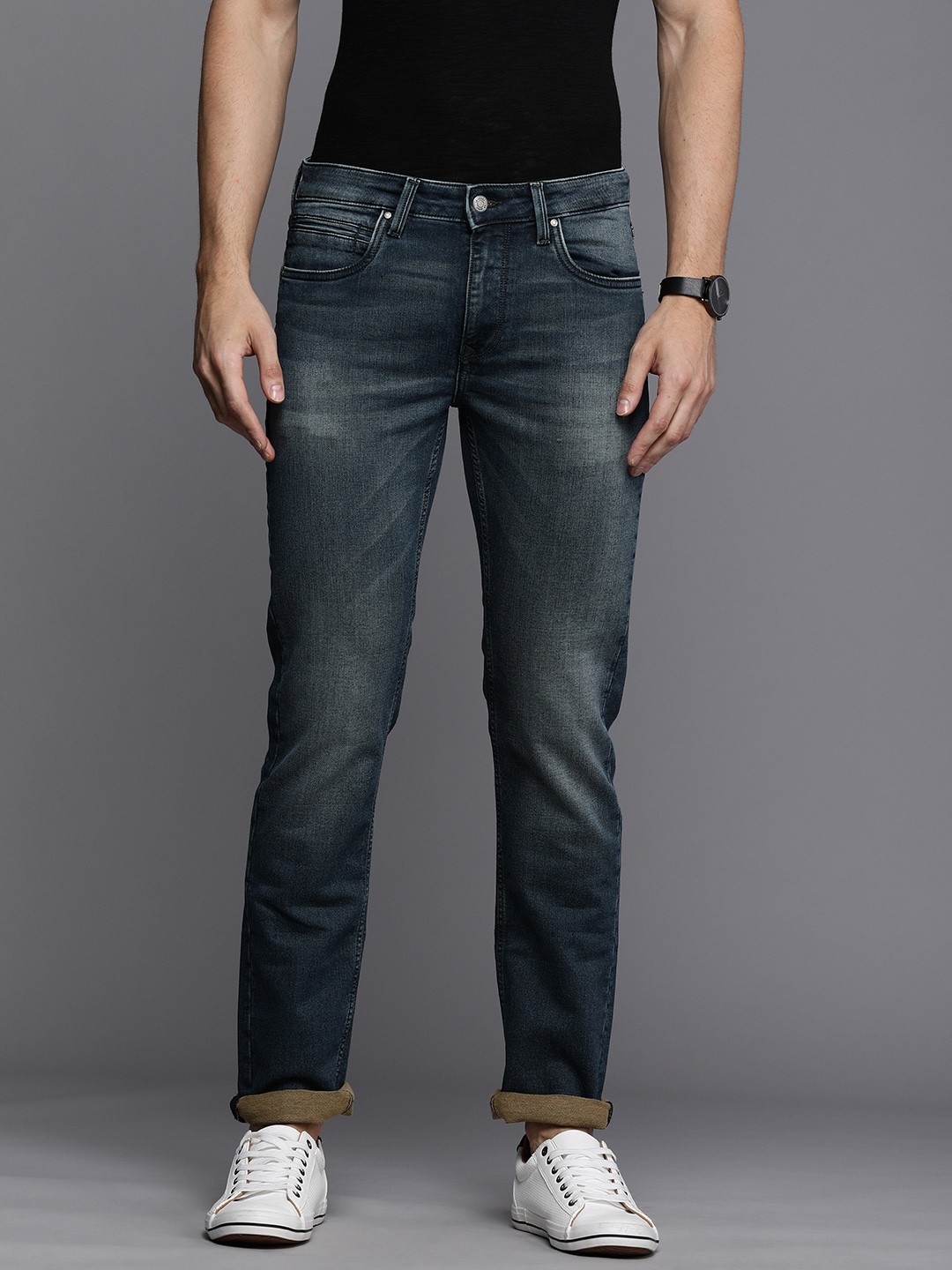 

Louis Philippe Jeans Men Blue Slim Fit Low-Rise Light Fade Stretchable Jeans
