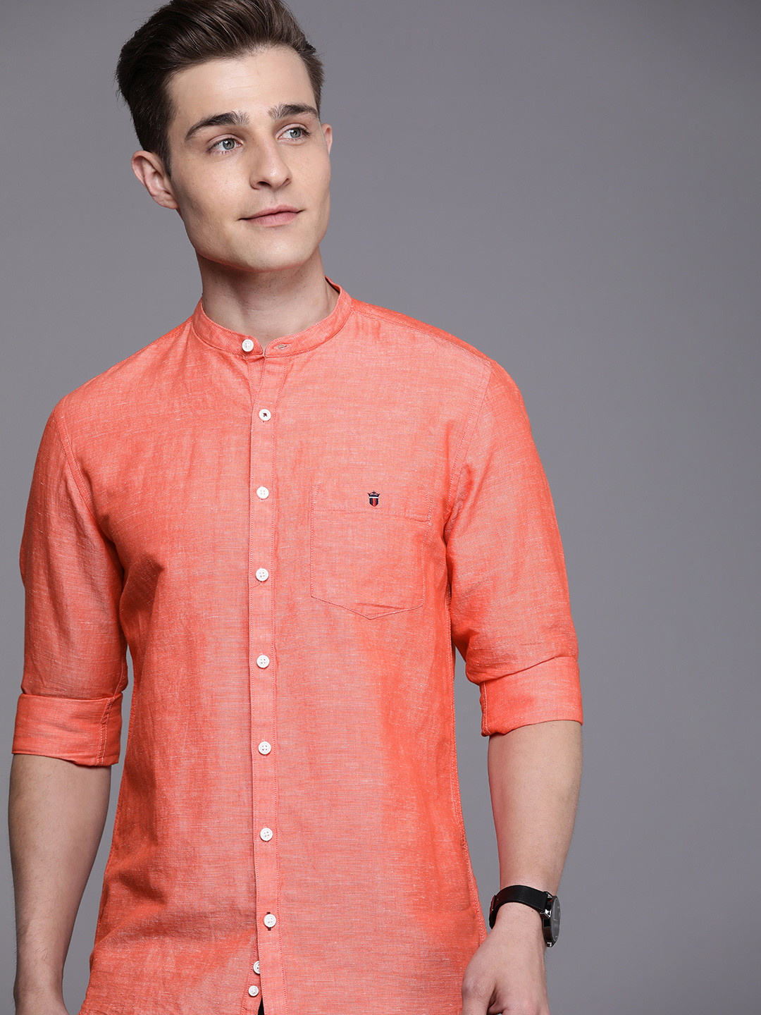 

Louis Philippe Sport Men Coral Orange Super Slim Fit Casual Shirt